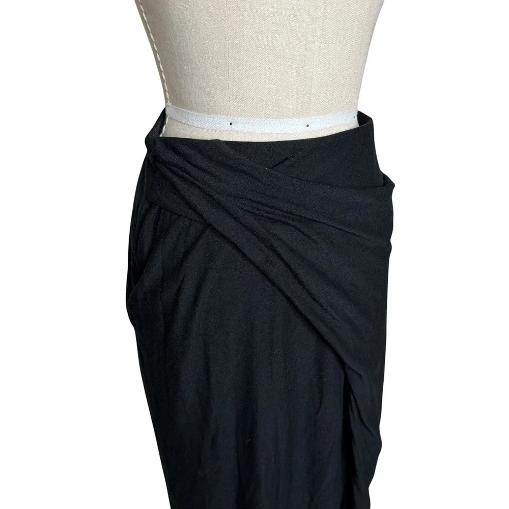 VINCE‎ Skirt Black Draped Lyocell Blend Women's Size Small Ruched Jersey Knit